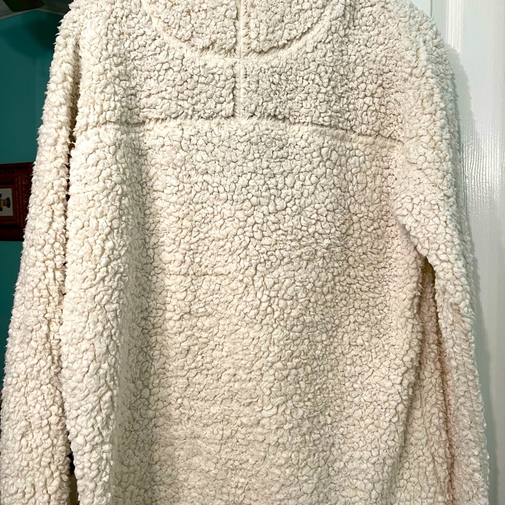 TRUE GRIT CREAM/GRAY SHERPA 1/4 ZIP PULLOVER SIZE Medium - Picture 4 of 7